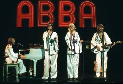 Desde la izquierda, Benny Andersson, Agnetha Fältskog, Anni-Frid Lyngstad y Björn Ulvaes, en 1979.
