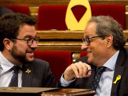 El presidente de la Generalitat, Quim Torra, y el vicepresidente Pere Aragonès.