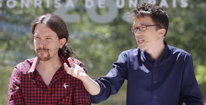 Pablo Iglesias e Íñigo Errejón, en Madrid.