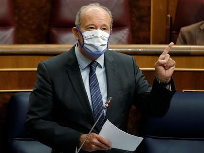 El ministro de Justicia, Juan Carlos Campo, durante la sesión de control al Gobierno este miércoles en el Congreso.