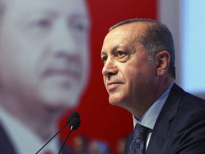 El presidente turco Recep Tayyip Erdogan durante un acto en Istanbul este domingo.