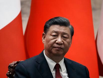 El presidente chino, Xi Jinping, en una rueda de prensa en el Gran Salón del Pueblo en Pekín el pasado 6 de abril.