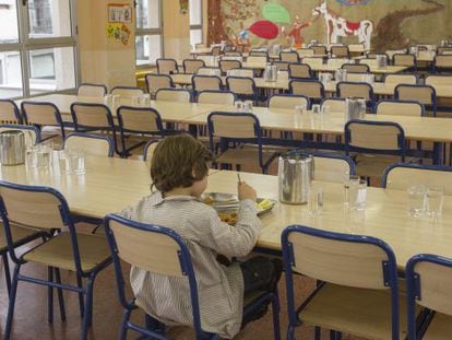 Comedor escolar en un colegio de Barcelona.