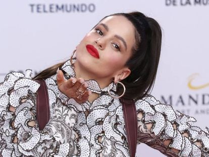 Rosalía, a su llegada a los premios Billboard Latin Music en Las Vegas, el 25 de abril.