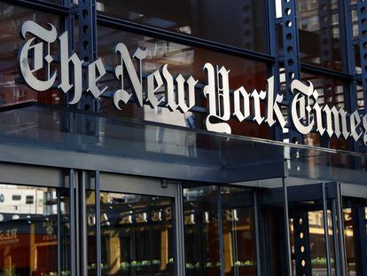 Fachada del las oficinas de The New York Times, en Nueva York, en agosto de 2020.