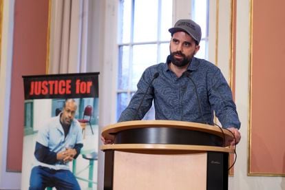 Albert Marquès, this Friday in Berlin during his participation in the world congress against the death penalty. 