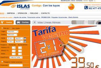 Web de la aerolínea Islas Airways.