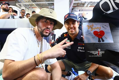 Bad Bunny y Checo Pérez, en Miami.