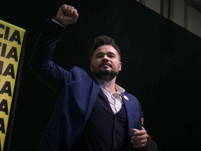 Gabriel Rufián, tras conocer la victoria de su candidatura en Cataluña.