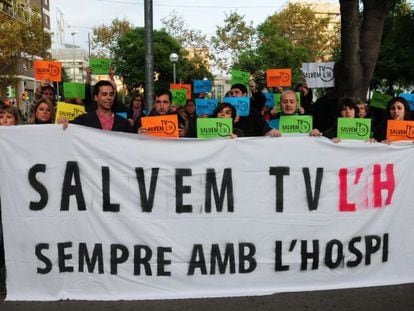 Manifestaci&oacute;n de trabajadores del canal local de L&rsquo;Hospitalet de Llobregat el pasado noviembre.
