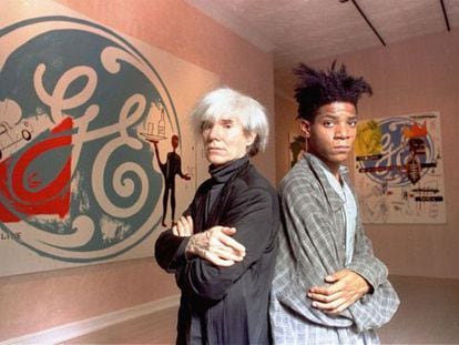 Andy Warhol y Jean-Michel Basquiat, en septiembre de 1985 en Nueva York. 