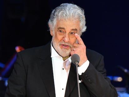 Plácido Domingo, durante un concierto en Hungría el 28 de agosto de 2019.