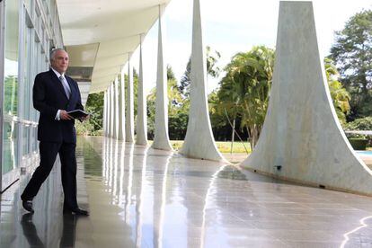 El presidente brasile&ntilde;o, Michel Temer, el jueves en el palacio de la Alvorada en Brasilia