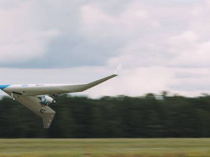 El prototipo a escala de Flying V durante las pruebas efectuadas en Alemania.