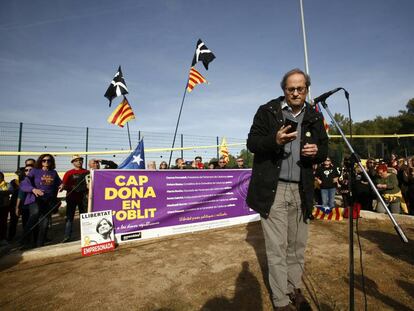 Quim Torra, en la prisión de Mas d'Enric tras visitar a Carme Forcadell el pasado mes de diciembre.