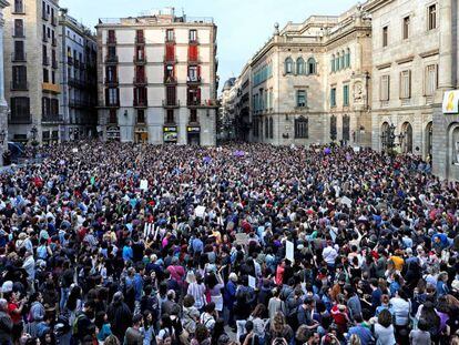 Concentración contra la sentencia de La Manada en Barcelona.
