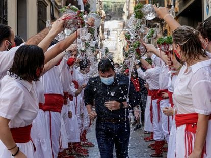 El presidente de la Generalitat, Pere Aragonès, el pasado lunes en las Fiestas de Sant Roc de Arenys de Mar (Barcelona).