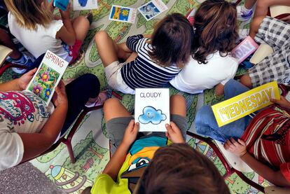 Unos grupo de niños en un colegio bilingüe, en Valencia.