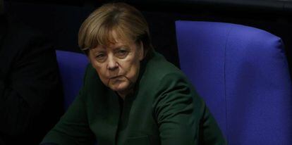 La canciller alemana, Angela Merkel, el mi&eacute;rcoles en un debate parlamentario en Berl&iacute;n. 