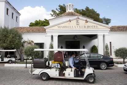 La entrada al hotel de lujo Marbella Club, en la Costa del Sol. 
