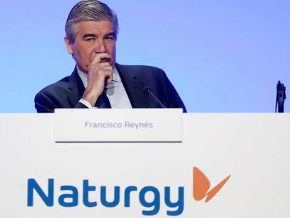 El presidente de Naturgy, Francisco Reynés, durante la junta general de accionistas de la empresa, este martes. 