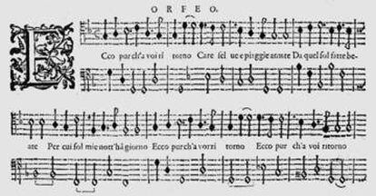 Primeros compases de la partitura de 'L’Orfeo'.