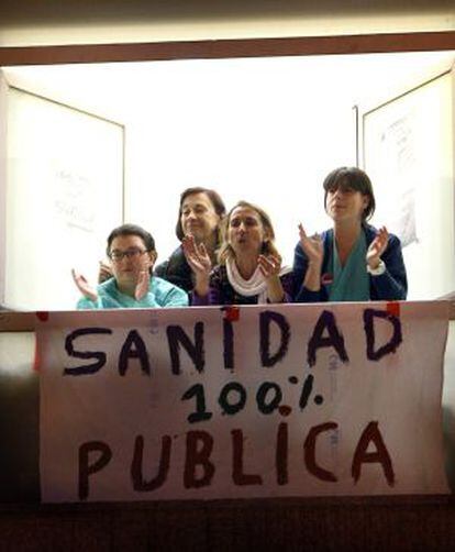 Protesta en el hospital de La Princesa contra la privatización.