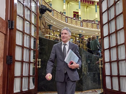 Fernando Grande-Marlaska, salía este miércoles del hemiciclo del Congreso tras participar en la sesión de control al Gobierno.