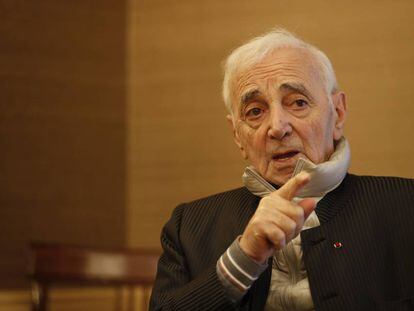 El cantante franc&eacute;s Charles Aznavour, ayer en Madrid.