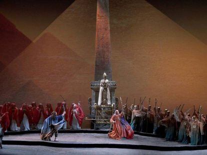 Representación de 'Aida', de Verdi', en el Teatro Real, el pasado miércoles.