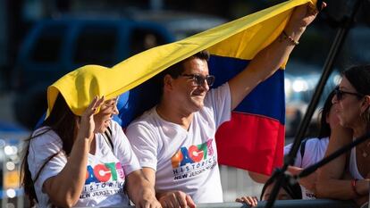 Colombianos resididos en Estados Unidos durante la visita de Gustavo Petro a Nueva York, el 19 de septiembre de 2022.