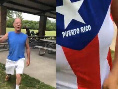 Un hombre hostiga a una mujer por usar una prenda con la bandera de Puerto Rico