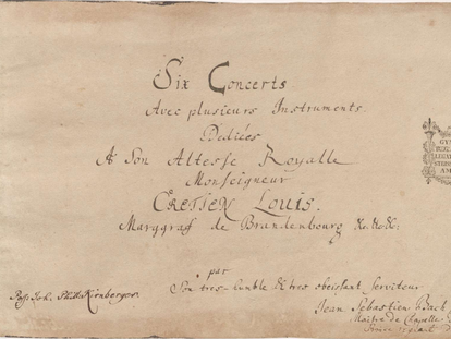 Cubierta de la copia manuscrita de los 'Six Concerts Avec plusieurs Instruments' de Johann Sebastian Bach, conocidos como 'Conciertos de Brandeburgo'.