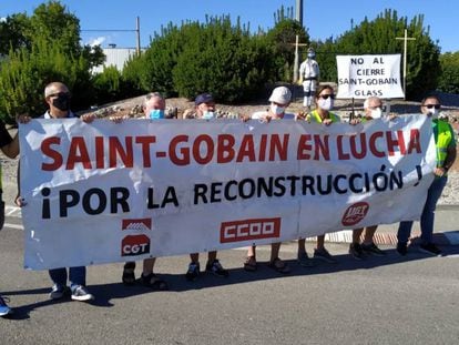 Protesta de los trabajadores de Saint-Gobain en Tarragona.
