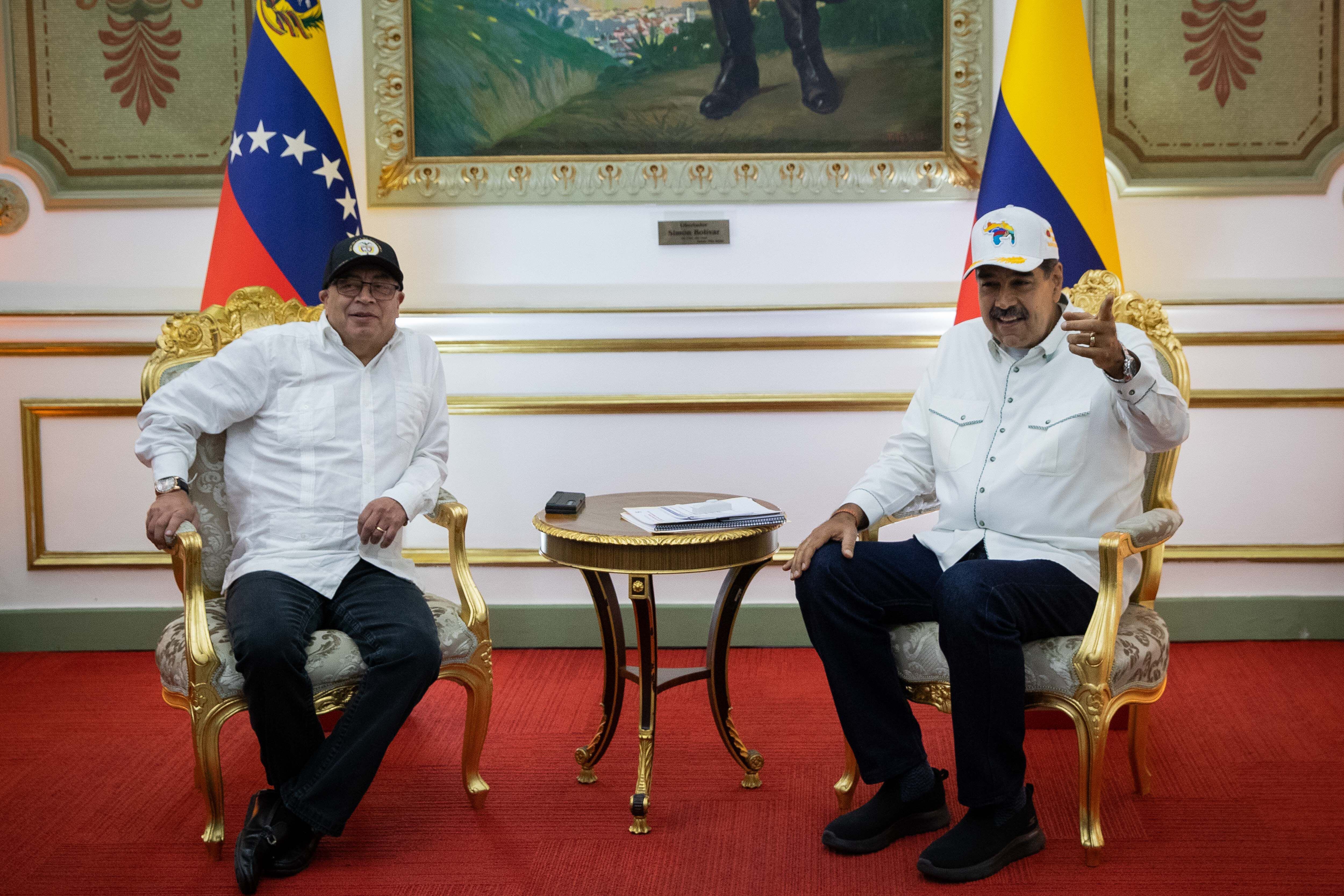 Petro y Maduro en el Palacio de Miraflores, este martes.