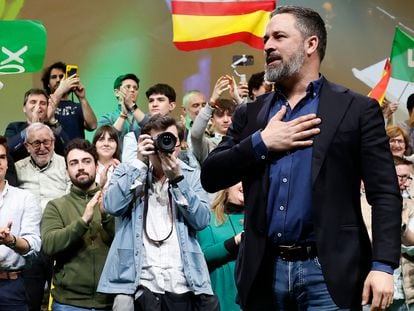 El líder de Vox, Santiago Abascal, el pasado 27 de enero, tras su proclamación como presidente del partido hasta 2028.
