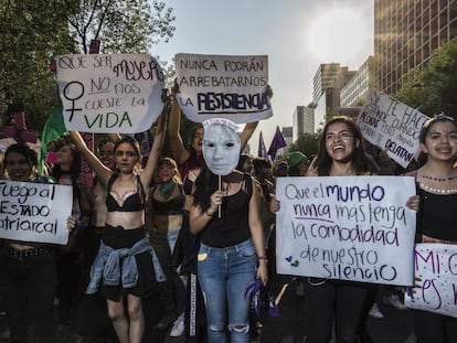 La protesta por el Día de la Mujer, en Ciudad de México.