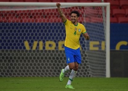 Marquinhos celebra su gol frente a Venezuela, el pasado domingo 13 de junio en Brasilia.