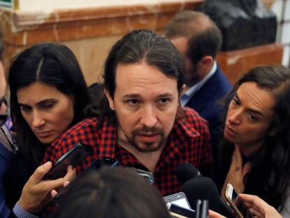 El líder de Podemos, Pablo Iglesias, este miércoles en el Congreso / En vídeo, declaraciones de Pablo Iglesias