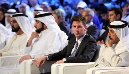 Messi, durante la ceremonia de los Globe Soccer Awards.