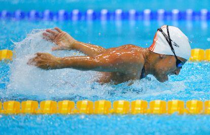 La nadadora Teresa Perales, en una prueba de mariposa de 50 metros.