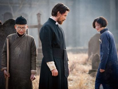 Christian Bale, en &#039;Las flores de la guerra&#039;, de Zhang Yimou.