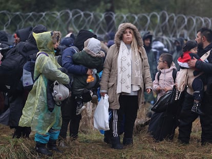 Migrantes en la frontera entre Bielorrusia y Polonia.