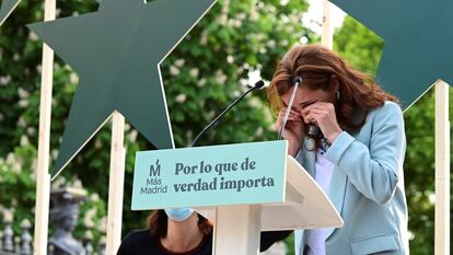La candidata de Más Madrid a la presidencia de la Comunidad de Madrid, Mónica García, durante el acto de cierre de campaña.