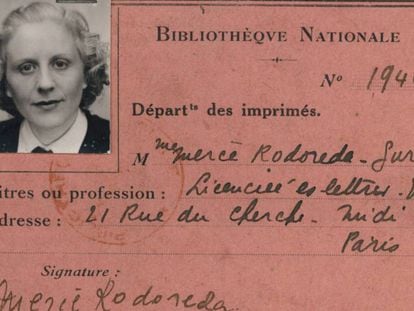 Carnet de lectora de la Biblioteca Nacional de París de Mercè Rodoreda, válido de 1948 a 1949. 