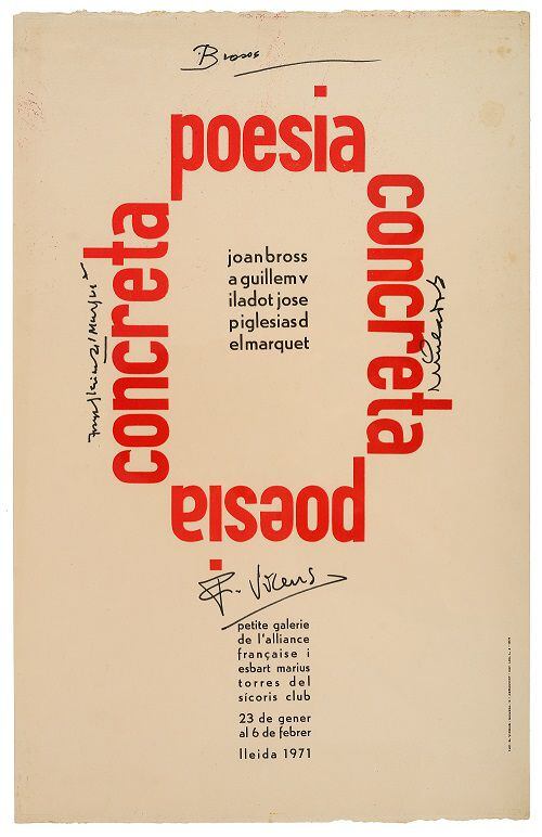 Cartel original de la exposición de Poesia concreta de 1971.