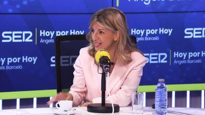 La líder de Sumar, Yolanda Díaz, en el programa 'Hoy por hoy' de la cadena SER.