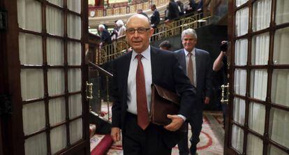 El ministro de Hacienda, Cristobal Montoro, tras el debate sobre los Presupuestos. 