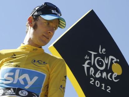 Wiggins, en el podio del Tour de 2012.