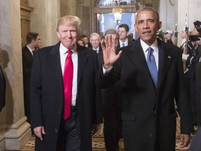 Obama y Trump en Washington el día de la inauguración presidencial del segundo el 20 de enero de 2017.